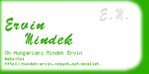 ervin mindek business card